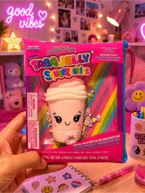Squeezables Pink Drink Plush Toy with Reusable Pouch